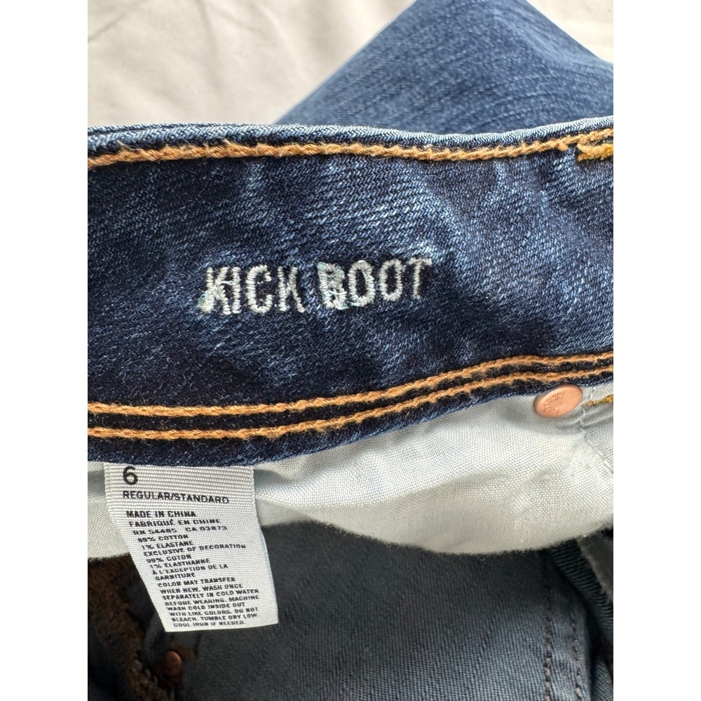 American Eagle Kick Boot Jeans Womens 6 Dark Wash Flap Pocket Bootcut Denim - Picture 4 of 16